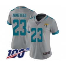 Women's Jacksonville Jaguars #23 Ryquell Armstead Silver Inverted Legend Limited 100th Season Football Jersey