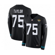 Youth Jacksonville Jaguars #75 Jawaan Taylor Limited Black Therma Long Sleeve Football Jersey