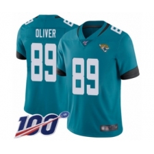 Men's Jacksonville Jaguars #89 Josh Oliver Teal Green Alternate Vapor Untouchable Limited Player 100th Season Football Jersey