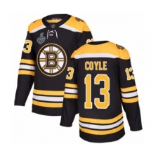 Men's Boston Bruins #13 Charlie Coyle Authentic Black Home 2019 Stanley Cup Final Bound Hockey Jersey