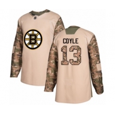 Men's Boston Bruins #13 Charlie Coyle Authentic Camo Veterans Day Practice Hockey Jersey