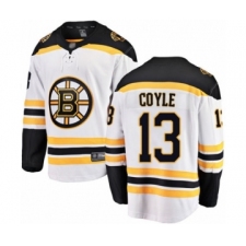 Men's Boston Bruins #13 Charlie Coyle Authentic White Away Fanatics Branded Breakaway Hockey Jersey