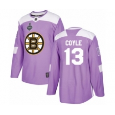 Youth Boston Bruins #13 Charlie Coyle Authentic Purple Fights Cancer Practice 2019 Stanley Cup Final Bound Hockey Jersey