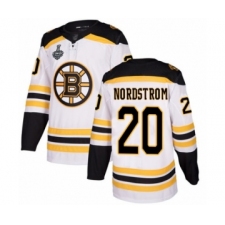 Men's Boston Bruins #20 Joakim Nordstrom Authentic White Away 2019 Stanley Cup Final Bound Hockey Jersey