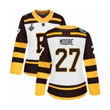 Women's Boston Bruins #27 John Moore Authentic White Winter Classic 2019 Stanley Cup Final Bound Hockey Jersey