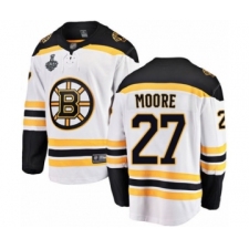 Youth Boston Bruins #27 John Moore Authentic White Away Fanatics Branded Breakaway 2019 Stanley Cup Final Bound Hockey Jersey