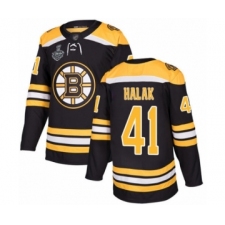 Men's Boston Bruins #41 Jaroslav Halak Authentic Black Home 2019 Stanley Cup Final Bound Hockey Jersey