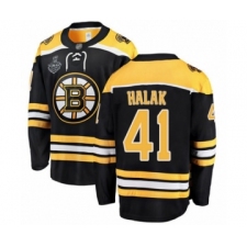 Men's Boston Bruins #41 Jaroslav Halak Authentic Black Home Fanatics Branded Breakaway 2019 Stanley Cup Final Bound Hockey Jersey