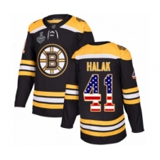 Men's Boston Bruins #41 Jaroslav Halak Authentic Black USA Flag Fashion 2019 Stanley Cup Final Bound Hockey Jersey