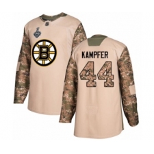 Men's Boston Bruins #44 Steven Kampfer Authentic Camo Veterans Day Practice 2019 Stanley Cup Final Bound Hockey Jersey
