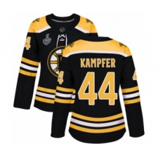 Women's Boston Bruins #44 Steven Kampfer Authentic Black Home 2019 Stanley Cup Final Bound Hockey Jersey