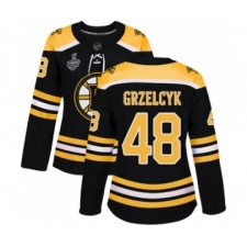 Women's Boston Bruins #48 Matt Grzelcyk Authentic Black Home 2019 Stanley Cup Final Bound Hockey Jersey