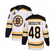 Youth Boston Bruins #48 Matt Grzelcyk Authentic White Away 2019 Stanley Cup Final Bound Hockey Jersey