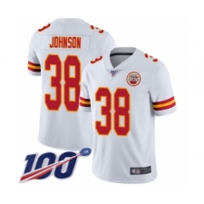 Men's Kansas City Chiefs #38 Dontae Johnson White Vapor Untouchable Limited Player 100th Season Football Jersey