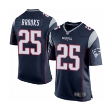 Men's New England Patriots #25 Terrence Brooks Game Navy Blue Team Color Football Jersey