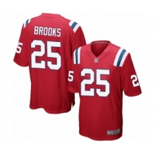 Men's New England Patriots #25 Terrence Brooks Game Red Alternate Football Jersey