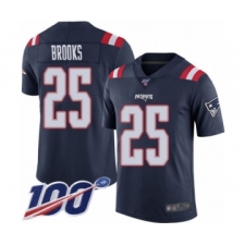 Men's New England Patriots #25 Terrence Brooks Limited Navy Blue Rush Vapor Untouchable 100th Season Football Jersey