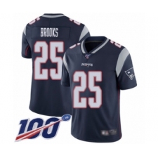 Men's New England Patriots #25 Terrence Brooks Navy Blue Team Color Vapor Untouchable Limited Player 100th Season Football Jersey