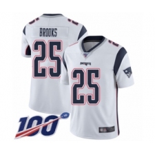 Men's New England Patriots #25 Terrence Brooks White Vapor Untouchable Limited Player 100th Season Football Jersey