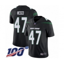 Men's New York Jets #47 Trevon Wesco Black Alternate Vapor Untouchable Limited Player 100th Season Football Jersey