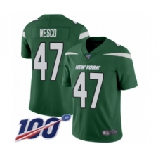 Men's New York Jets #47 Trevon Wesco Green Team Color Vapor Untouchable Limited Player 100th Season Football Jersey