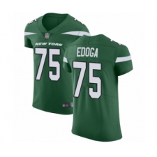 Men's New York Jets #75 Chuma Edoga Green Team Color Vapor Untouchable Elite Player Football Jersey
