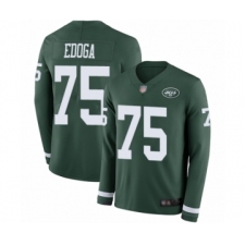 Men's New York Jets #75 Chuma Edoga Limited Green Therma Long Sleeve Football Jersey