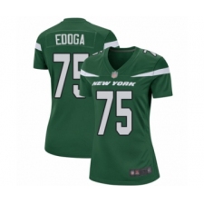 Women's New York Jets #75 Chuma Edoga Game Green Team Color Football Jersey