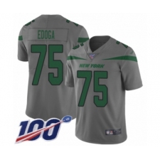 Youth New York Jets #75 Chuma Edoga Limited Gray Inverted Legend 100th Season Football Jersey