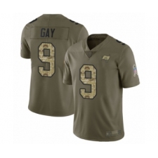 Men's Tampa Bay Buccaneers #9 Matt Gay Limited Olive Camo 2017 Salute to Service Football Jersey
