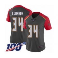 Women's Tampa Bay Buccaneers #34 Mike Edwards Limited Gray Inverted Legend 100th Season Football Jersey