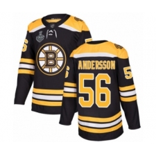 Men's Boston Bruins #56 Axel Andersson Authentic Black Home 2019 Stanley Cup Final Bound Hockey Jersey