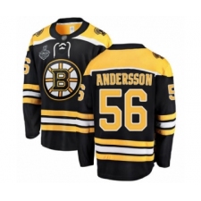 Men's Boston Bruins #56 Axel Andersson Authentic Black Home Fanatics Branded Breakaway 2019 Stanley Cup Final Bound Hockey Jersey