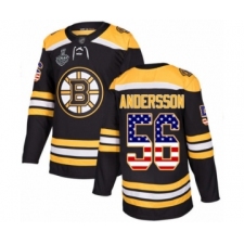 Men's Boston Bruins #56 Axel Andersson Authentic Black USA Flag Fashion 2019 Stanley Cup Final Bound Hockey Jersey