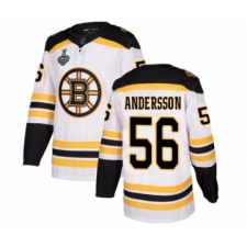 Men's Boston Bruins #56 Axel Andersson Authentic White Away 2019 Stanley Cup Final Bound Hockey Jersey