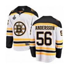 Men's Boston Bruins #56 Axel Andersson Authentic White Away Fanatics Branded Breakaway 2019 Stanley Cup Final Bound Hockey Jersey