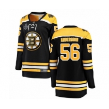 Women's Boston Bruins #56 Axel Andersson Authentic Black Home Fanatics Branded Breakaway 2019 Stanley Cup Final Bound Hockey Jersey