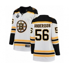 Women's Boston Bruins #56 Axel Andersson Authentic White Away Fanatics Branded Breakaway 2019 Stanley Cup Final Bound Hockey Jersey