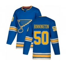 Men's St. Louis Blues #50 Jordan Binnington Authentic Navy Blue Alternate Hockey Jersey