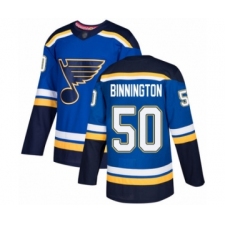 Youth St. Louis Blues #50 Jordan Binnington Authentic Royal Blue Home Hockey Jersey