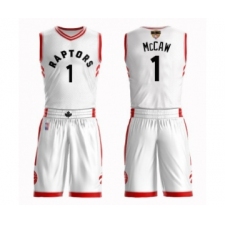 Men's Toronto Raptors #1 Patrick McCaw Swingman White 2019 Basketball Finals Bound Suit Jersey - Association Edition