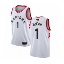 Women's Toronto Raptors #1 Patrick McCaw Swingman White 2019 Basketball Finals Bound Jersey - Association Edition