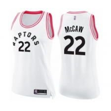 Women's Toronto Raptors #22 Patrick McCaw Swingman White Pink Fashion Basketball Jersey