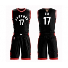 Men's Toronto Raptors #17 Jeremy Lin Swingman Black 2019 Basketball Finals Bound Suit Jersey Statement Edition