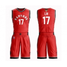 Men's Toronto Raptors #17 Jeremy Lin Swingman Red 2019 Basketball Finals Bound Suit Jersey - Icon Edition