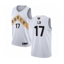 Men's Toronto Raptors #17 Jeremy Lin Swingman White 2019 Basketball Finals Bound Jersey - City Edition