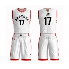 Men's Toronto Raptors #17 Jeremy Lin Swingman White 2019 Basketball Finals Bound Suit Jersey - Association Edition
