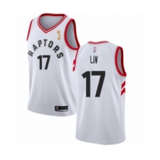Men's Toronto Raptors #17 Jeremy Lin Swingman White 2019 Basketball Finals Champions Jersey - Association Edition