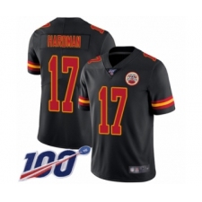 Men's Kansas City Chiefs #17 Mecole Hardman Limited Black Rush Vapor Untouchable 100th Season Football Jersey