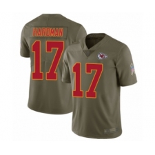 Youth Kansas City Chiefs #17 Mecole Hardman Limited Olive 2017 Salute to Service Football Jersey